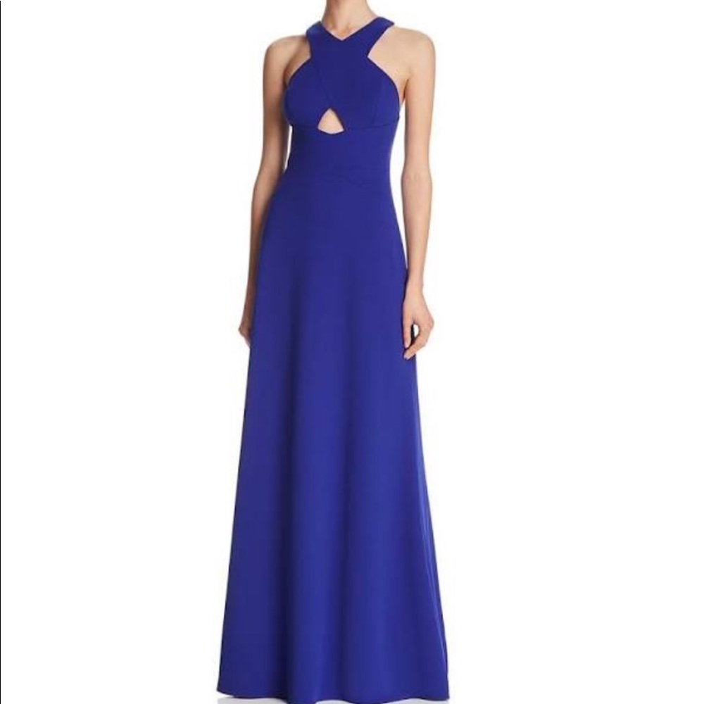 Aidan by Aidan Mattox Halter Keyhole Scuba Dress
